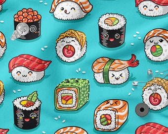 SUSHI cotton 100%, Eco-print, Printed Cotton Fabric, SUSHI fabric, Width 150cm /60"