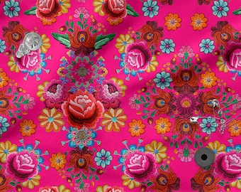 Folk cotton 100%, Eco-print, Printed Cotton Fabric, Folk fabric, Width 150cm /60"