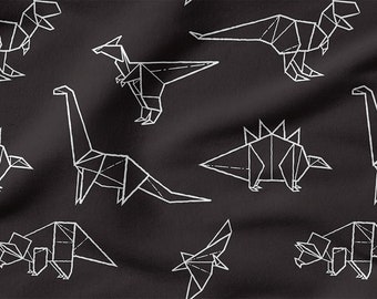 Origami Dinosaurs cotton 100%, Eco-print, Printed Cotton Fabric, Origami fabric, Width 150cm /60"