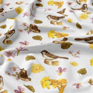 Summer Meadow fruits, Linen 100%, Eco-print, Printed Linen fabric, Softened linen for sewing, Width 150cm /60"