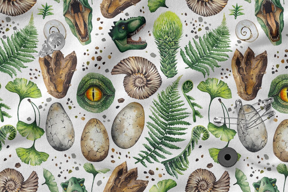 The World of Dinosaur cotton 100%, Eco-print, Printed Cotton Fabric, Cotton Twill, Cotton Batiste, Cotton Canvas, Width 150cm /60"