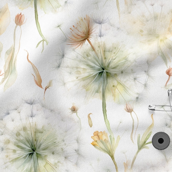 Dandelion cotton 100%, Eco-print, Printed Cotton meadow fabric, Width 150cm /60"