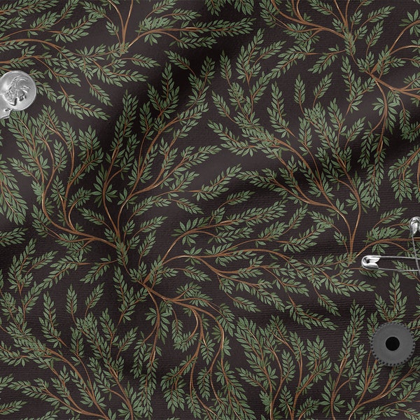 FOREST PLANTS Woodland cotton 100%, Eco-print, Printed Cotton Fabric, Width 150cm /60"