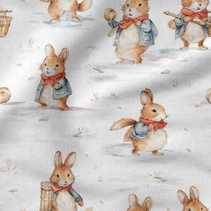 Rabbit patterns cotton 100%, Eco-print, Printed Cotton Fabric, rabbit fabric, Width 150cm /60"