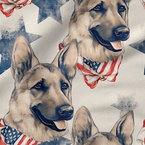German Shepherd cotton 100%, Eco-print, Printed Cotton Fabric, dog fabric, Width 150cm /60&quot;