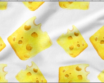 CHEESE cotton 100%, Eco-print, Printed Cotton Fabric,  Food fabric, Width 150cm /60"