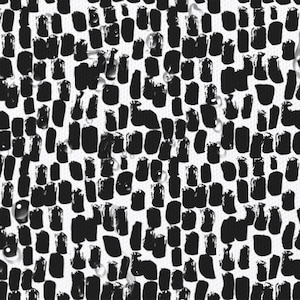 Puede incluir: Patrón abstracto en blanco y negro con fondo texturizado. El patrón está formado por pequeñas formas irregulares que se asemejan a pinceladas.