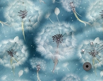 thumbnail image 2 of 100% Cotton Craft Fabric By The Metre – Dandelion Leaves & Flowers – 160cm Wide 2 of 6