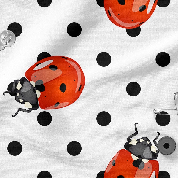 COCCINELLES coton 100%, Eco-print, Tissu en coton imprimé, Largeur 155cm /61"