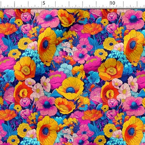 Tela de algodón 100% con estampado de flores de colores, ecoimpresión, ancho 150 cm (60&quot;)