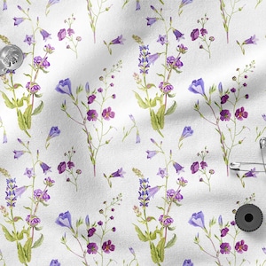 Summer Meadow Flowers cotton 100%, Eco-print, Printed Cotton Fabric, Meadow fabric, Width 150cm /60&quot;