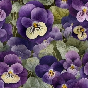 Pansies cotone 100%, Eco-print, Tessuto natalizio in cotone stampato, Larghezza 150cm /60"