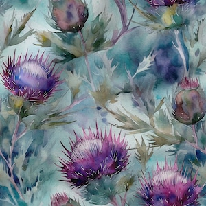 Meadow thistles cotton 100%, Eco-print, Printed Cotton Fabric, thistlest fabric, Width 150cm /60"