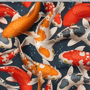 Fish cotton 100%, Eco-print, Printed Cotton Fabric, Carps fabric, Width 150cm /60&quot;