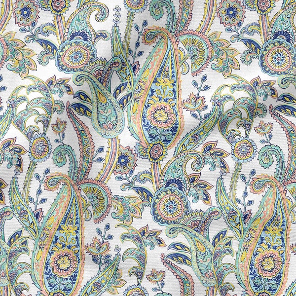 Coton Paisley 100%, Eco-print, Tissu en coton imprimé, tissu paisley, Largeur 150cm /60 »