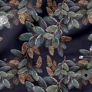 FOREST, Pine Pattern cotton 100%, Eco-print, Printed Cotton Fabric, FOREST fabric, Width 150cm /60&quot;