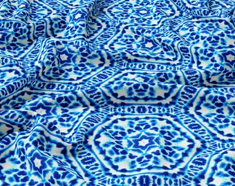 Mosaic Linen 100%, Eco-print, Printed Linen fabric, Softened linen for sewing, Width 150cm /60"
