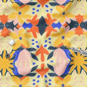 Cotton Knit Fabric Expressive Touch Collection, Stretchable, Colorful Cotton Knit, Eco-Print, 200gsm weight