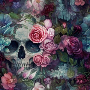 skulls cotton 100%, Eco-print, Printed Cotton skulls fabric, Width 150cm /60&quot;
