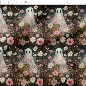 Ghost cotton 100%, Eco-print, Printed Cotton Fabric, Halloween  fabric, Width 150cm /60"