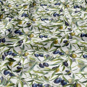 Linen fabric Olives, Summer  Olives, Linen 100%, Softened linen for sewing, Width 150cm /60"