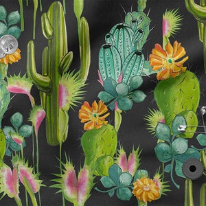 Colorful DESERT cotton 100%, Eco-print, Printed Cotton Fabric, CACTI  fabric, Width 150cm /60&quot;