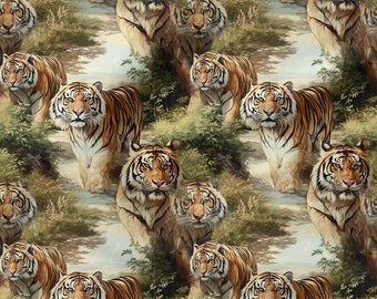 Tiger cotton 100%, Eco-print, Printed Cotton tiger fabric, Width 150cm /60"