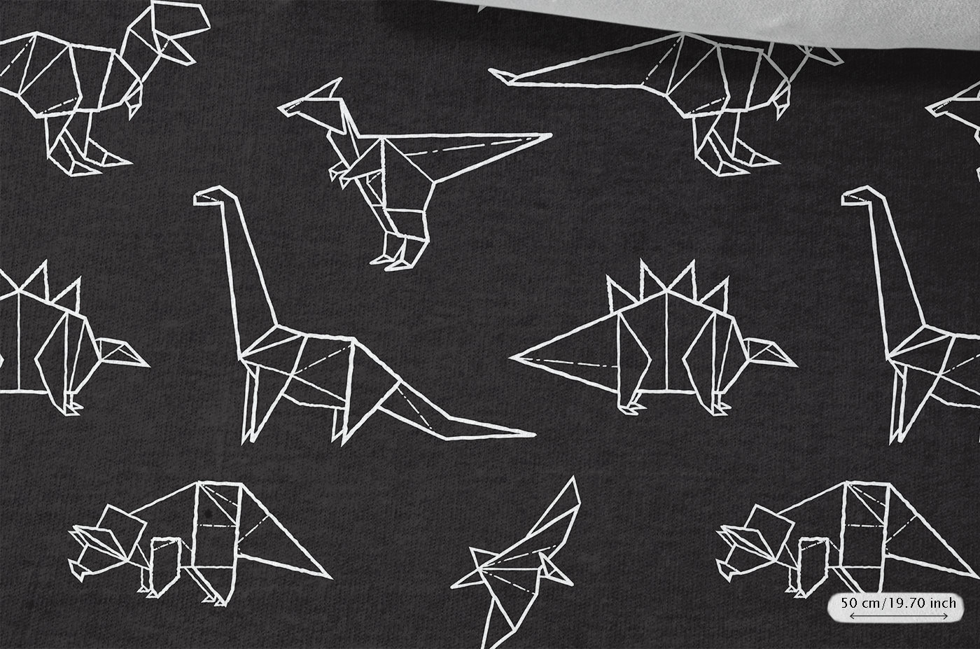 Sweatshirt Fabric origami dino , Stretchable,orogami Fabric, Cotton Knit fabric, for Sweatshirts, Sportswear and Children's Clothing 230gsm