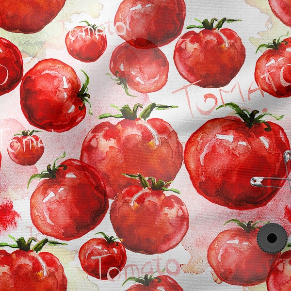 100 % coton tomate, impression écologique, tissu en coton imprimé, tissu tomate, largeur 150 cm