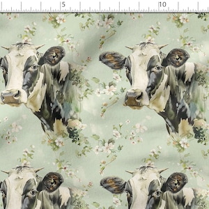 Meadow, cow cotton 100%, Eco-print, Printed Cotton Fabric, COW fabric, Width 150cm /60&quot;
