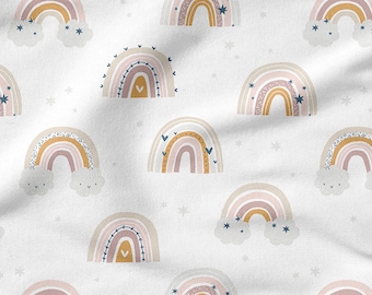 Pastel rainbow  cotton 100%, Eco-print, Printed Cotton rainbow fabric, Width 150cm /60"