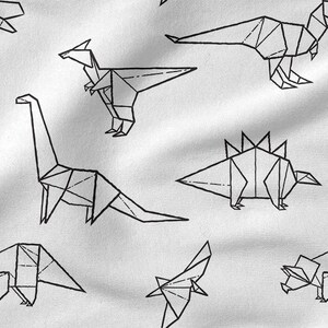 Origami Dinosaurs cotton 100%, Eco-print, Printed Cotton Fabric, Cotton Twill, Cotton Batiste, Cotton Canvas, Width 150cm /60"