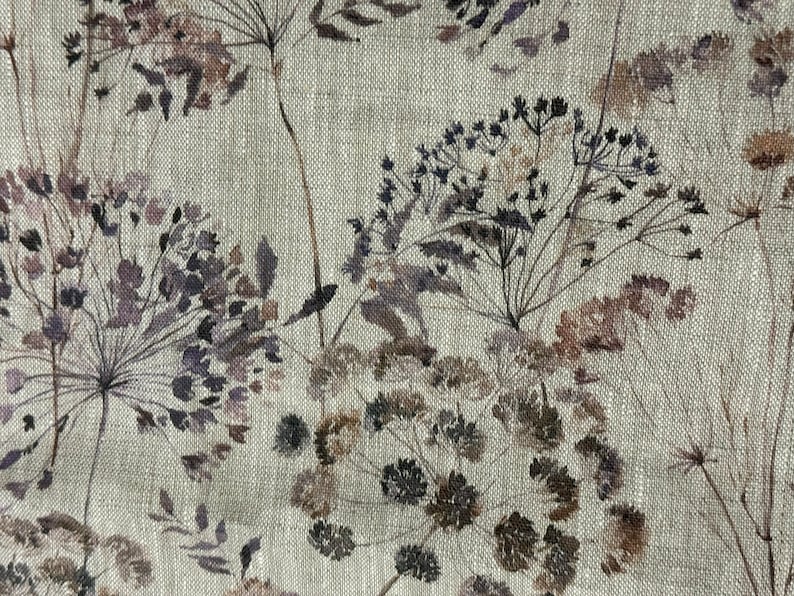 Tissu en lin Meadow, Summer Meadow Flowers, Beige mélangé, Lin ramolli pour la couture, Largeur 150 cm/60 image 2