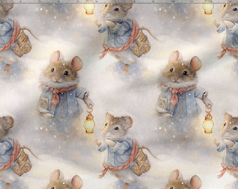 Tela de algodón 100% con estampado de ratones, eco-impresión, ancho 150 cm (60")