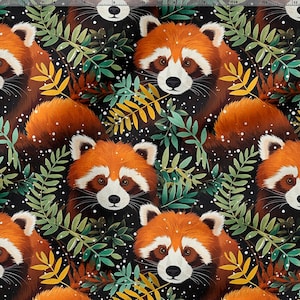 Panda rouge 100%, Eco-print, Tissu panda en coton imprimé, Largeur 150cm /60"
