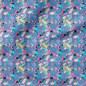 Algodón clásico de dibujos animados 100 %, estampado ecológico, tela de algodón estampada, tela Eeyore, ancho 150 cm / 60"