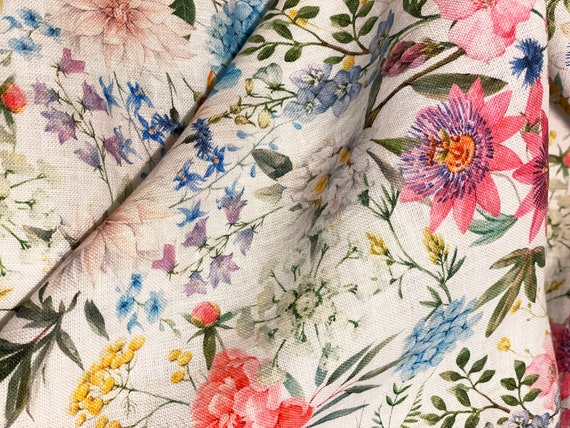 Summer Meadow Flowers, Linen 100%, Eco-print, Printed Linen Fabric,  Softened Linen for Sewing, Width 150cm /60" - Etsy