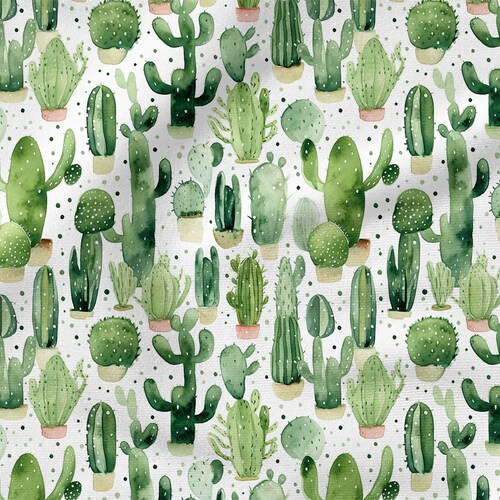 Tela de algodón 100% con estampado de cactus, ecoimpresión, tela de algodón estampada, ancho 150 cm / 60"