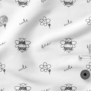 Tela de algodón 100% con estampado de abejas, ecoimpresión, tela estampada, ancho 150 cm (60")