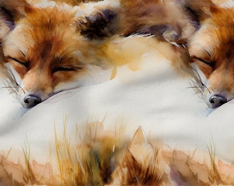 FOX Pattern, cotton 100%, Eco-print, Printed Cotton Fabric, FOX fabric, Width 150cm /60"