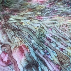 Cotton Knit Fabric Microcosm, Stretchable, Colorful Cotton Knit, Eco-Print, 200gsm weight