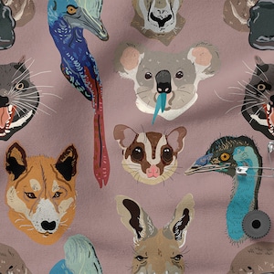 Australian Animals cotton 100%, Eco-print, Printed Cotton Fabric, Australian fabric, Width 150cm /60&quot;