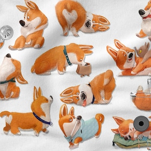 Cani divertenti cotone 100%, Eco-print, Tessuto di cotone stampato, Tessuto cani, Larghezza 150 cm /60"