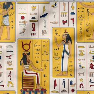 Ancient Egypt cotton 100%, Ancient Fresco, Eco-print, Printed Cotton Fabric, Ancient Egypt fabric, Width 150cm /60&quot;