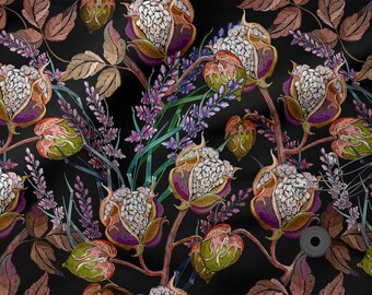 Cotton lavender cotton 100%, Eco-print, Printed Cotton lavender fabric, Width 150cm /60"