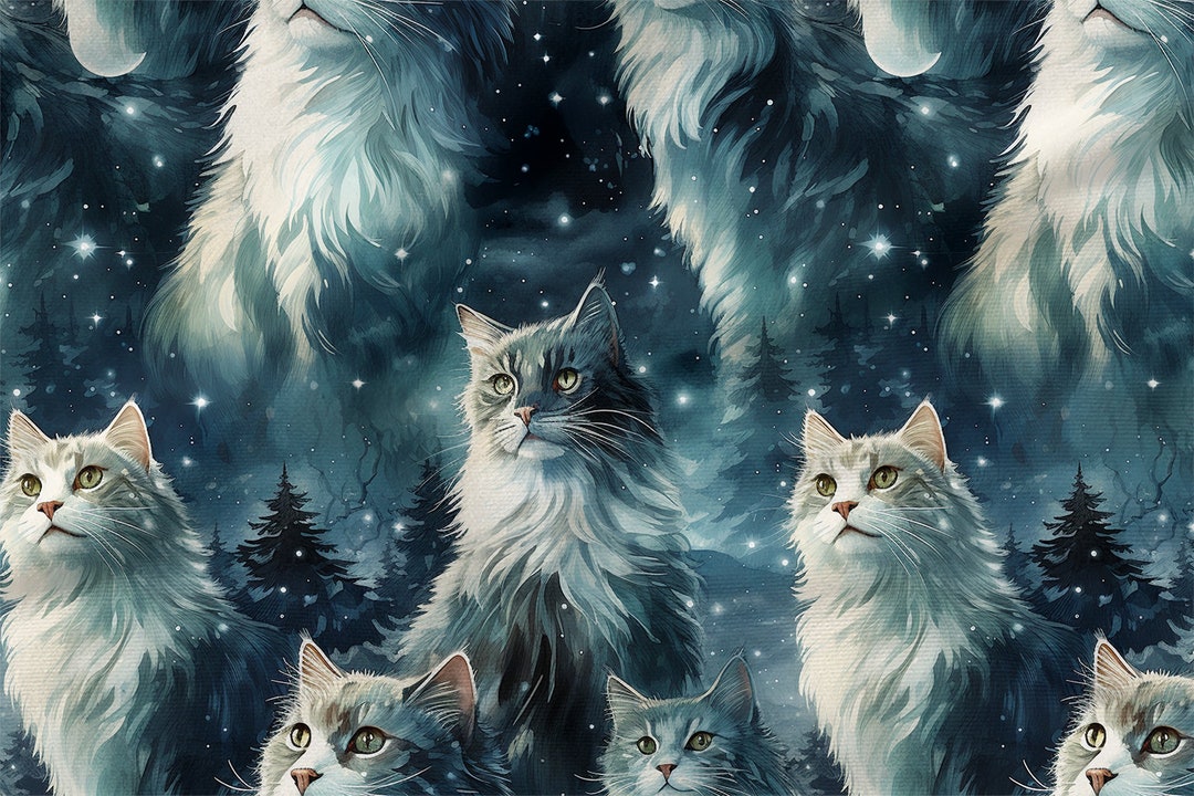 Cat Pattern, Cotton 100%, Eco-print, Printed Cotton Fabric,cat Fabric ...