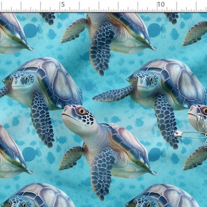Sea Turtles cotton 100%, Eco-print, Printed Turtles in the Ocean Cotton Fabric, Turtles fabric, Width 150cm /60&quot;