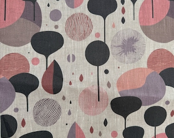 Tissu en lin Abstrait, Tissu en lin coloré, Beige chiné, Lin ramolli pour la couture, Largeur 150 cm / 60"