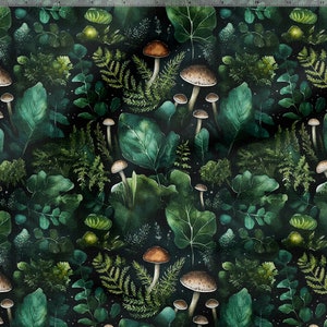 Forest cotton 100%, Eco-print, bedruckter Baumwollstoff mit Pilzen, Breite 150cm