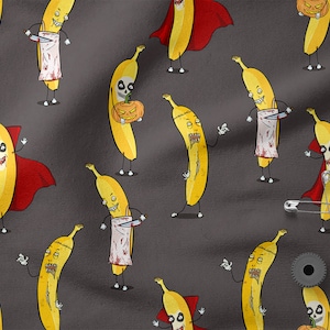 Scary Banana cotton 100%, Eco-print, Printed Cotton Fabric, Banana fabric, Width 150cm /60&quot;